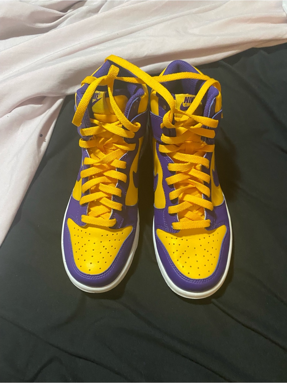 Nike Kids High-Top Sneakers in Purple and Yellow